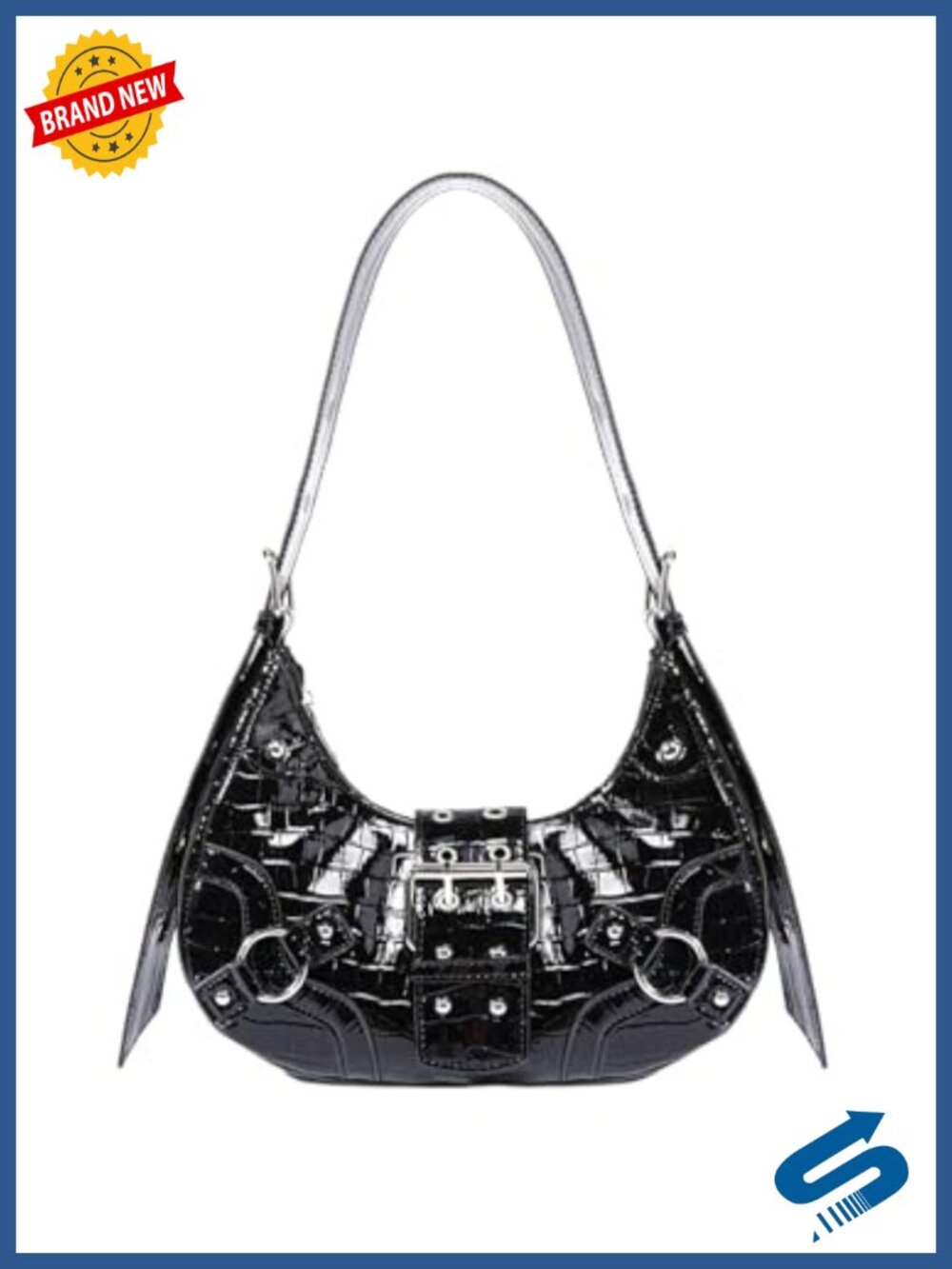 Y2K Studded PU Leather Clutch Handbag Boho Shoulder Bag